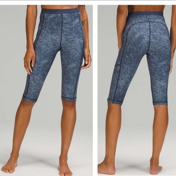 Lululemon High Rise Paddle Crop 15.75" Denim Wash Print Blue Hail Multi Size 4 - Picture 16 of 16